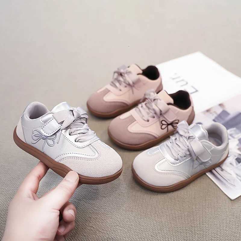 Spring Autumn Girls Sneakers Sweet Bowknot Embroidered Children Tennis Shoes Fashion Non-slip School Versatile Kids Causal ShoesT251105