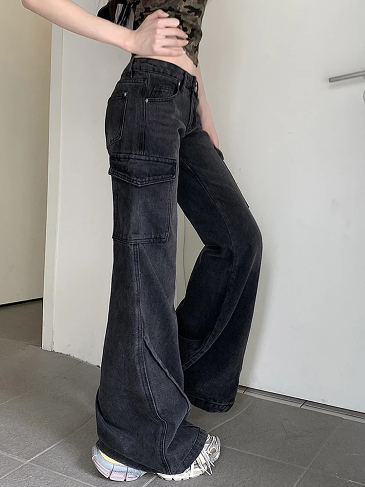 Flare Jeans Fashion High Waist Wide Leg Denim Trouser Straight Casual Womens Loose Suitable for Comfort 250403
