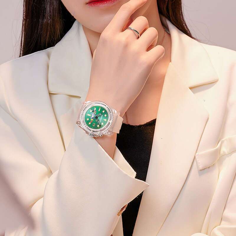 DHwatches Sanda New Single Display Dual Calendar Luminous Student Simple Personality Transparent Strap Men's and Women's Wristwatch