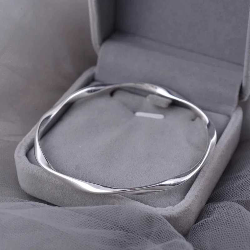 100 Solid 925 Sterling Silver Bracelet for Women Men Vintage Handmade Simple Wave Line Bracelet Birthday Gift S-B451XJ251105