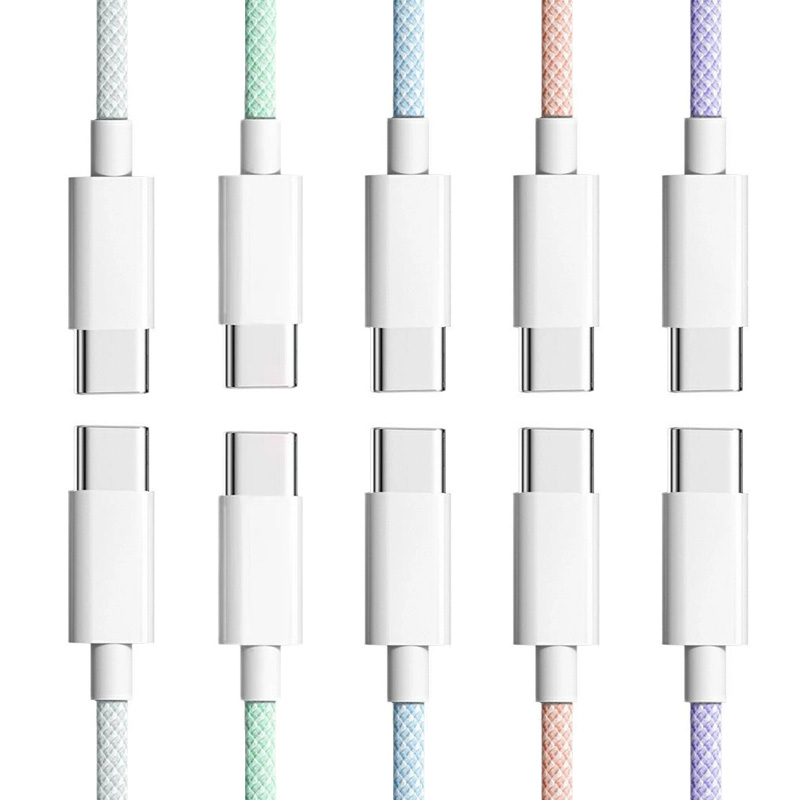 10PCS Mixed Colors Super Quick Charging Cord Type C To USB C Nylon Braided Unbreakable Phone Data Cables Suitable for IPhone 15/16 Dual Type C Wire