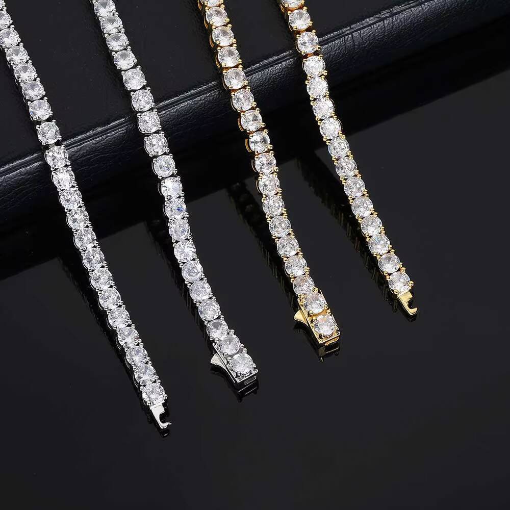 925 Sterling Silver Hip Pop Iced Out Tennis Chain Bracelet with VVS Moissanite Diamond Luxury Bangles for Men and Women