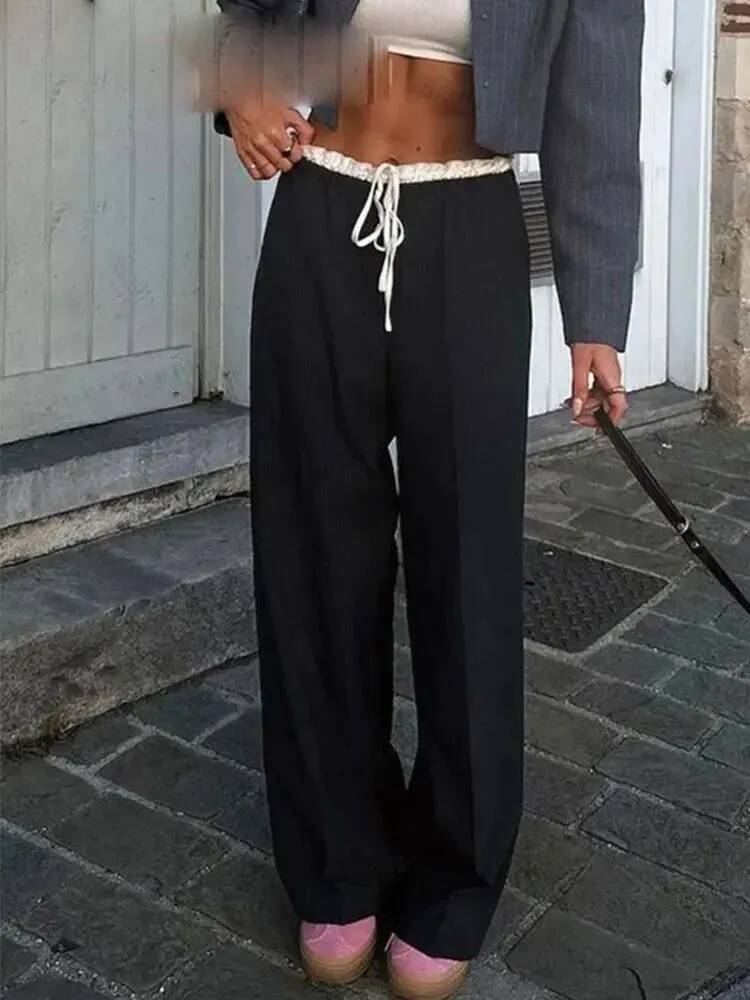 winter jacket women Casual Trousers Chic Patchwork Loose Women's Long Pants High Waist Wild Commute Woman Wide Leg Pant Streetwear