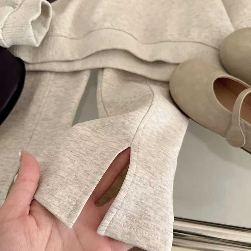 3-7Y Girls Spring Hoodies Set Korean Childrens Spring and Autumn Fashionable Baby Doll Collar Hoodie Pants Casual Two Piece Set Y251105