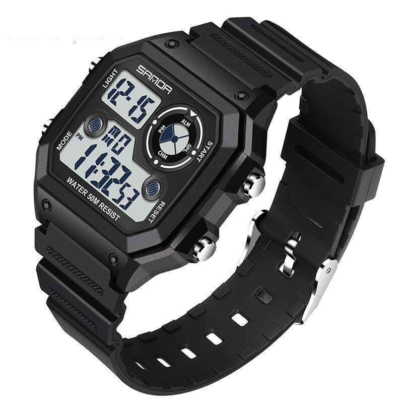 DHwatches Sanda Brand Square Wristwatch Swimming Waterproof Alarm Night Light Men's Student Korean Version Simple Fashion Sports Watch