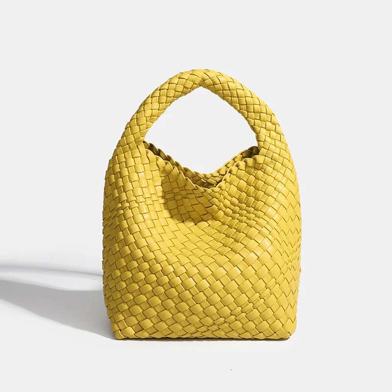 Hot Export Products Women's Leather Comfortable And Minimalist Yellow Series Hand Woven Bag
