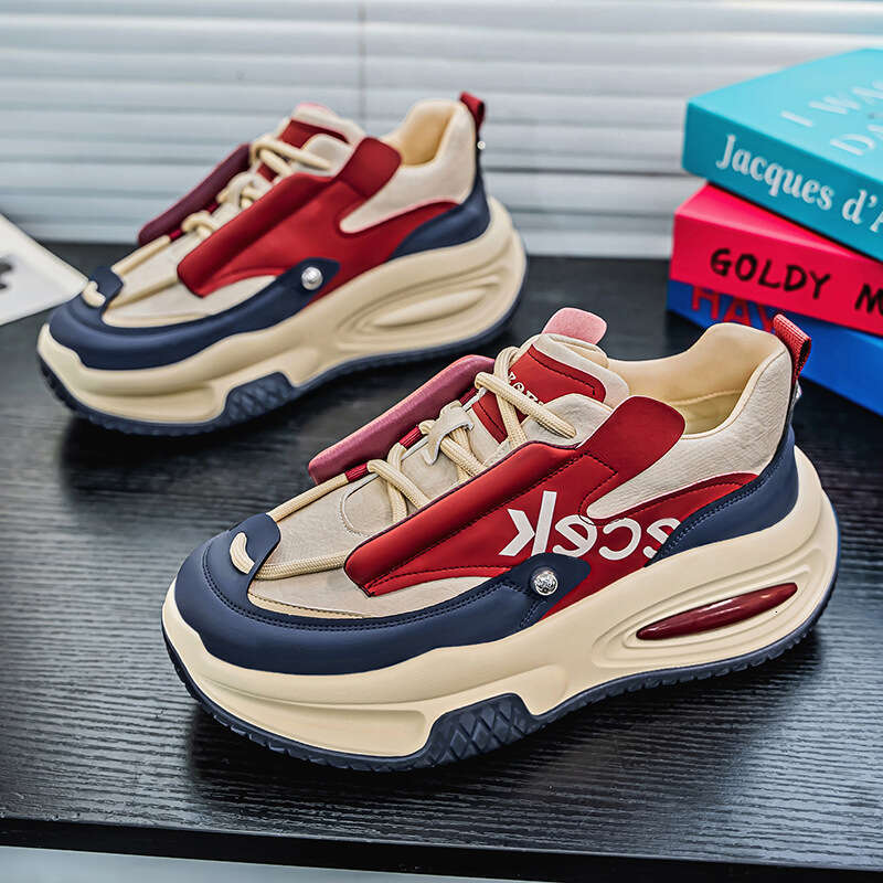 Autumn Winter Thick-Soled Height-Increasing Dad Student Trendy Versatile Casual Sneakers Live High-Top Hong Kong Style Men's Shoes