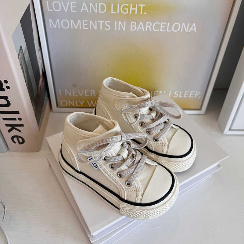 2023 Autumn New Childrens High-Top Canvas Shoes Korean Style Boys and Girls Mango Toe Casual Sneakers Baby Cloth Shoes Soft W251105