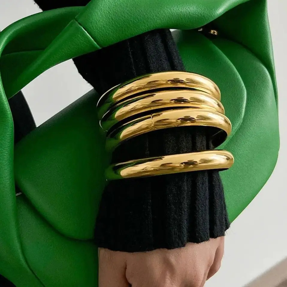 DIEZI Personality Simple Bangles Sets Punk Hip Hop Men Gold Silver Color Geometric Wide Bangles For Women Bracelet Gift Jewelry 251031