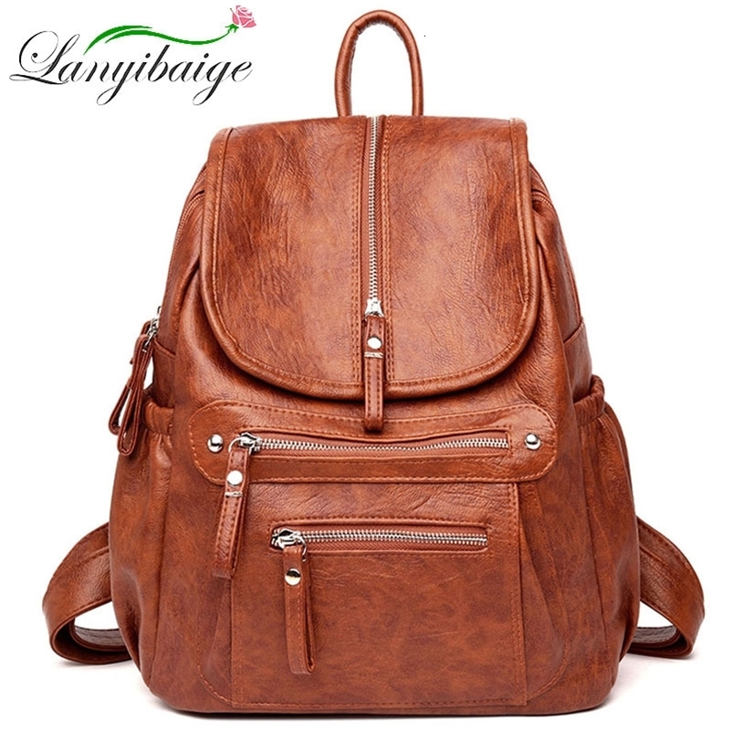 Women High Quality Leather Backpacks Vintage Female Shoulder Bag Sac a Dos Travel Ladies Bagpack Mochilas School Bags For Girls251104ww