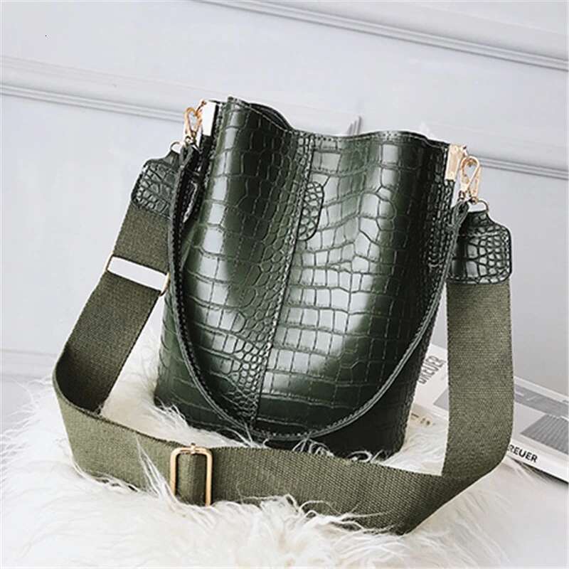 DIDA BEAR Crocodile Crossbody For Shoulder Brand Designer Women Bags PU Leather Bucket Bag Handbag