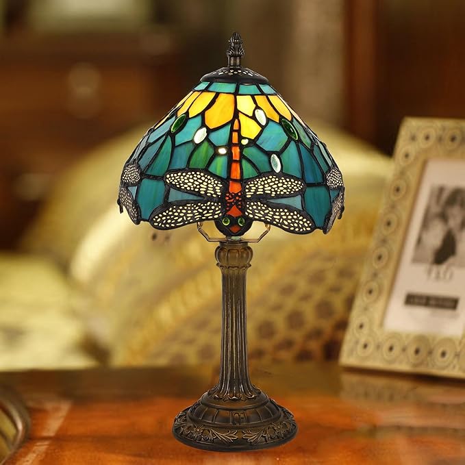 8 inch Tiffany Style Stained Glass Bedside desk table Lamp for Bedroom and hotel coffee bar restaurant
