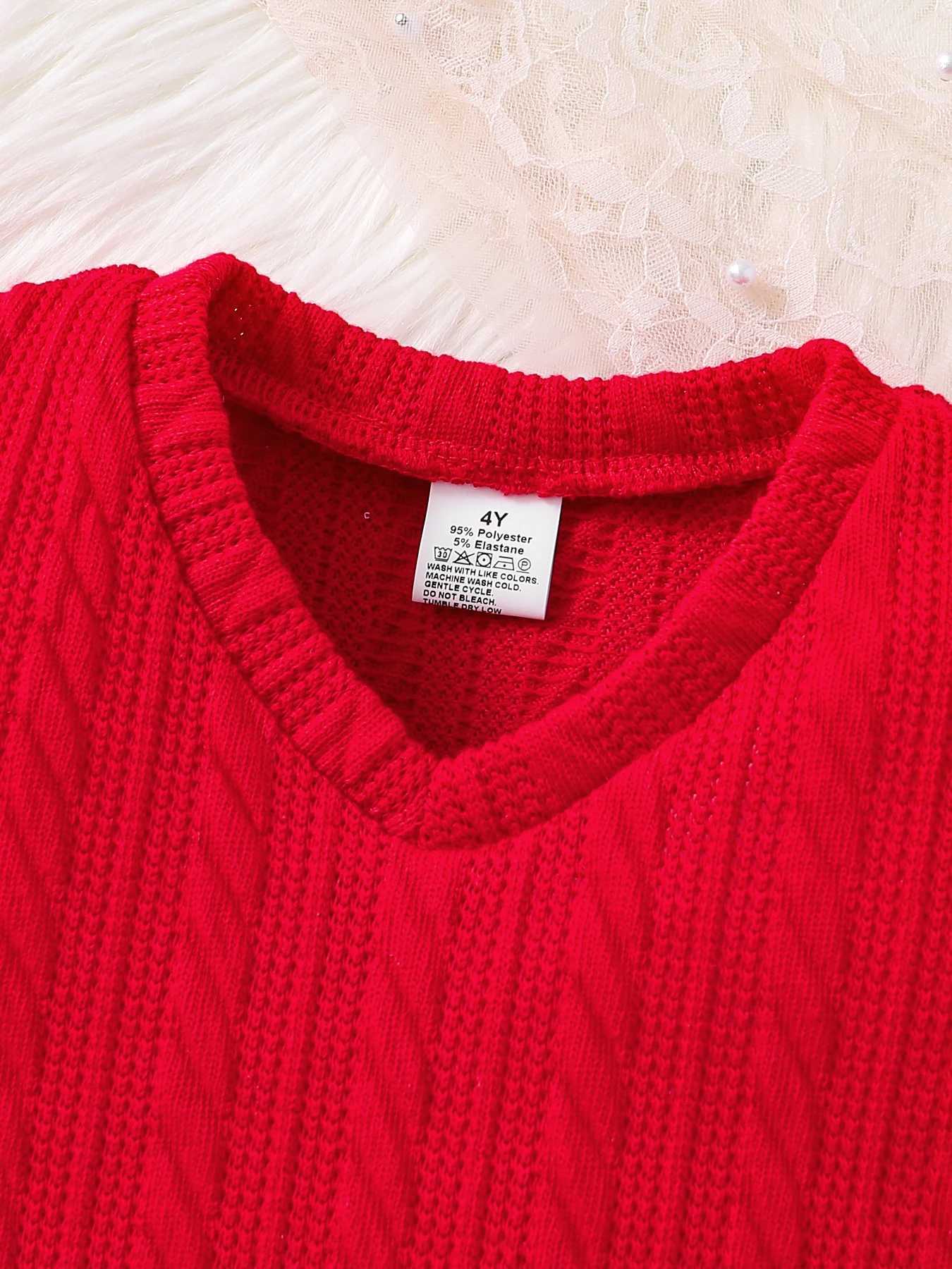 Childrens Spring and Autumn New Girl Fashion Cute Three Piece Set Knitted Red Tank TopLace Collar LiningCheckered Half Skirt Y251105