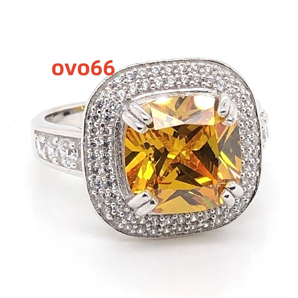 European and American Style Noble Style Citrine Fashion 925 Sterling Silver Gemstone Rings