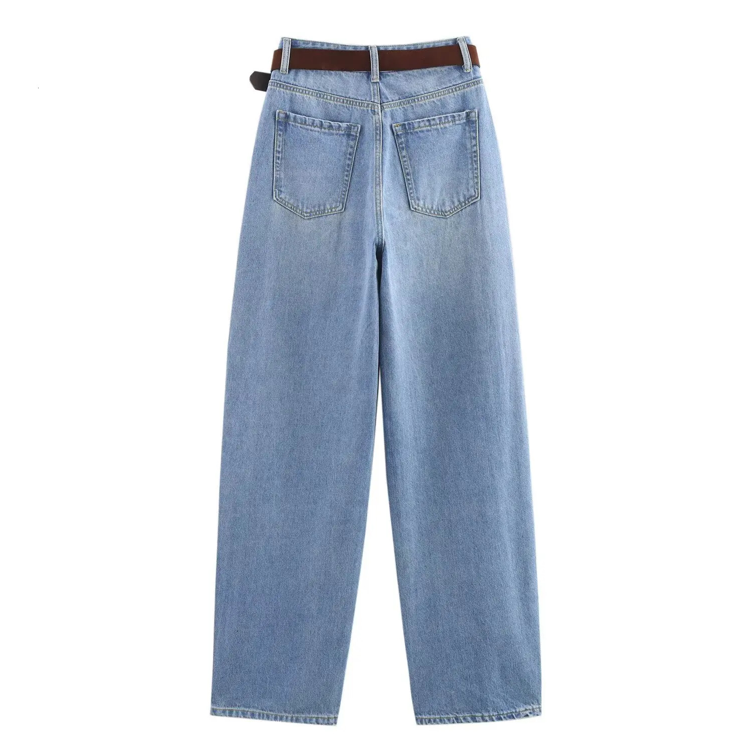 European and American style spring high waisted full range straight jeans 250403