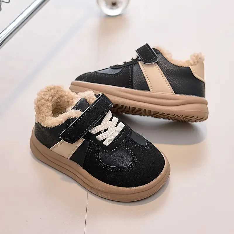 Boys Girls Winter Warm Shoes for Kids Sports Sneakers Fleece-Lined Soft Rubber Sole Anti Slip Retro Frosted Leather Casual ShoesT251105