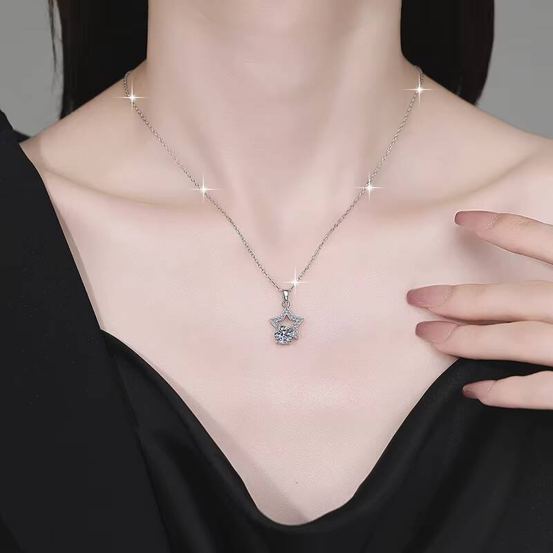 Fine Jewelry Classic High Quality VVs1 18k Gold Plated 1Ct Start Diamond Moissanite S925 Sterling Silver Necklace Pendant