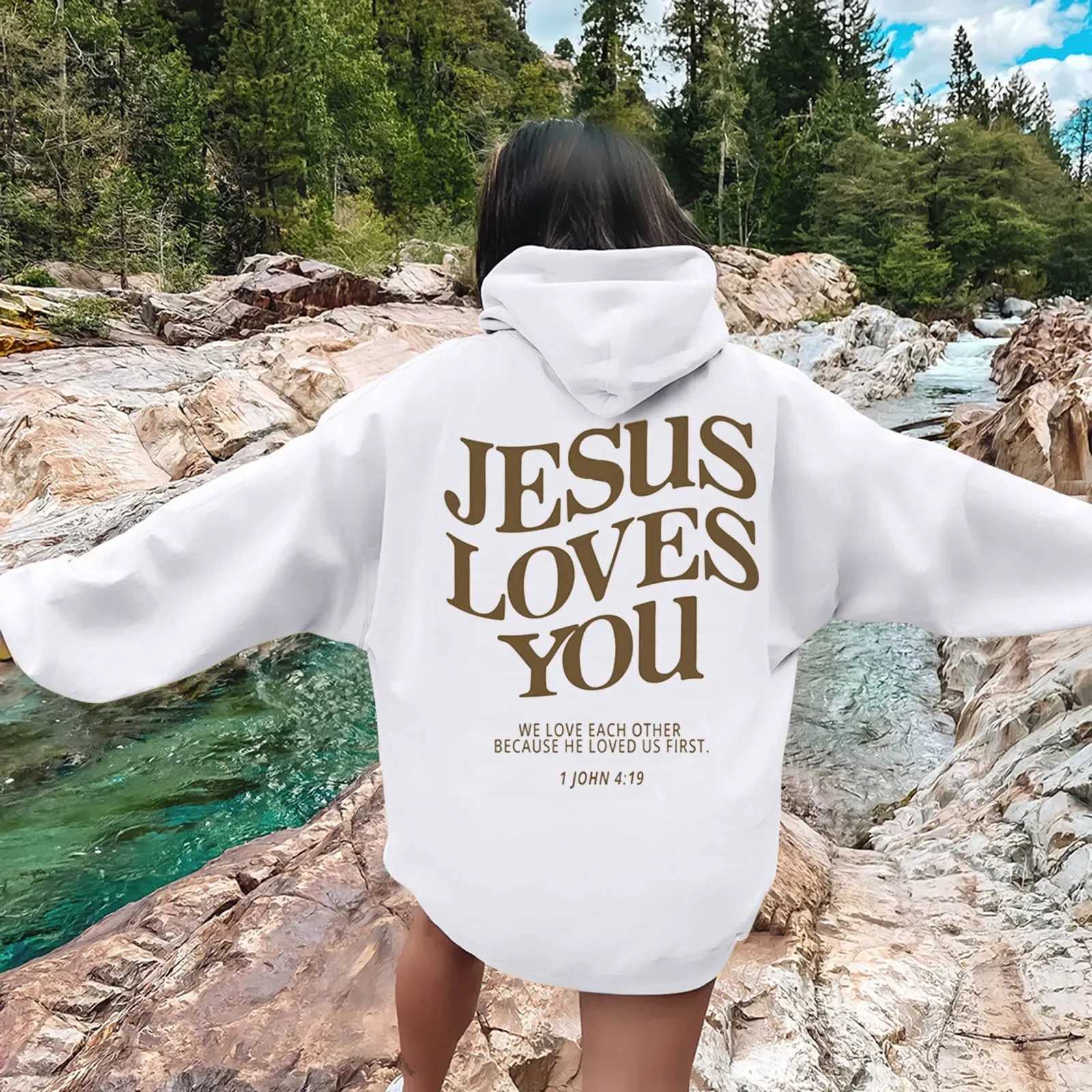 Jesus Loves You Print Pullover Hoodies Womens Hoodie Autumn Winter Men Streetwear Sweatshirt Unisex Hooded Tops Hooded ClothesT251105