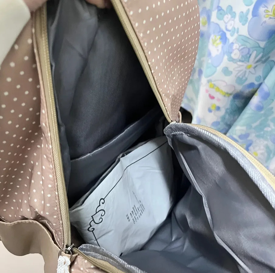 Japanese Vintage Y2k Aesthetic Backpack Sweet Cute Flower Print Schoolbags Women Patchwork Striped Plaid Backpacks for Students 251104