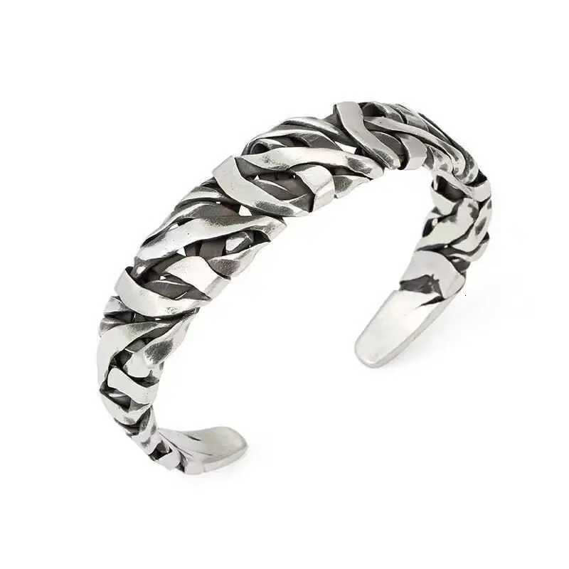 Creative Vintage Silver Plated Irregular Twisted Bandage Cuff Bracelet Mens Cuff Adjustable Bangles Casual Sports Jewelry GiftXJ251105