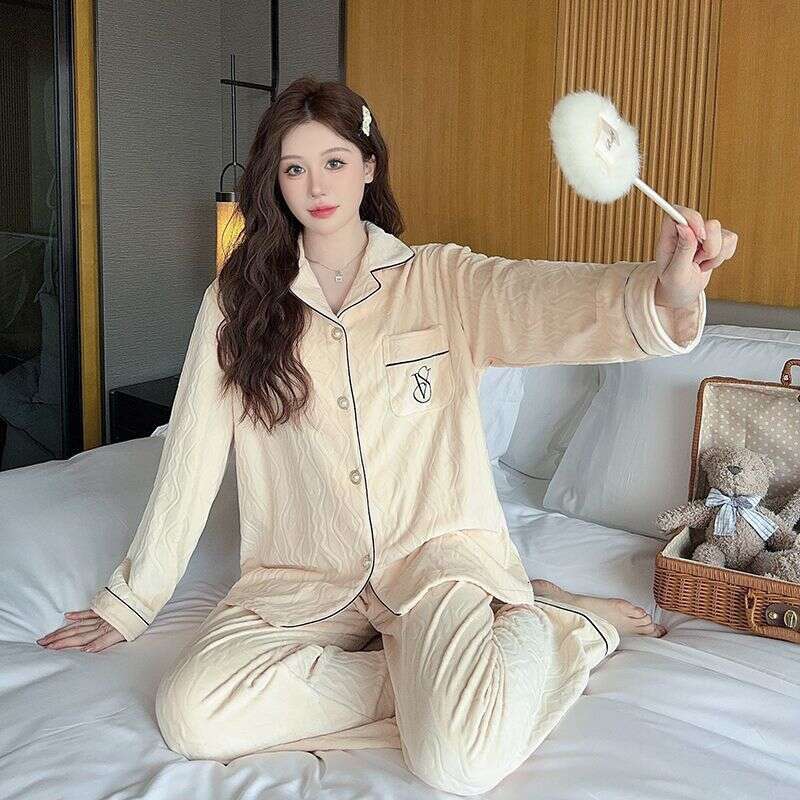 Designer Luxcury Pajamas Velvet with Chest Pad Strap Three-Piece Set Sexy Cute Lace Bowknot Pjs for Women Autumn and Winter Pyjamas