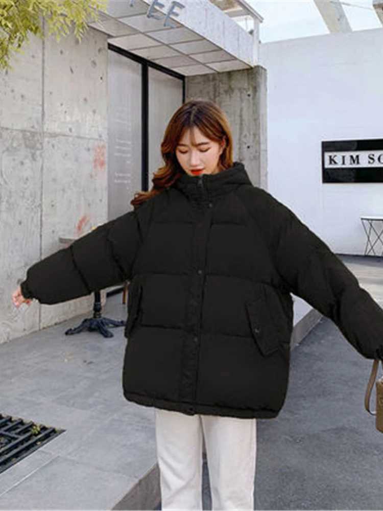 New Short Winter Jacket Women Warm Hooded Down Cotton Jacket Parkas Female Casual Loose Outwear Korean Cotton-padded Winter CoatT251105