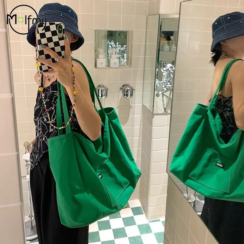 Canvas handbag candy color womens large capacity Korean version shoulder art diagonal cross bag Bolsos De Mano 250401