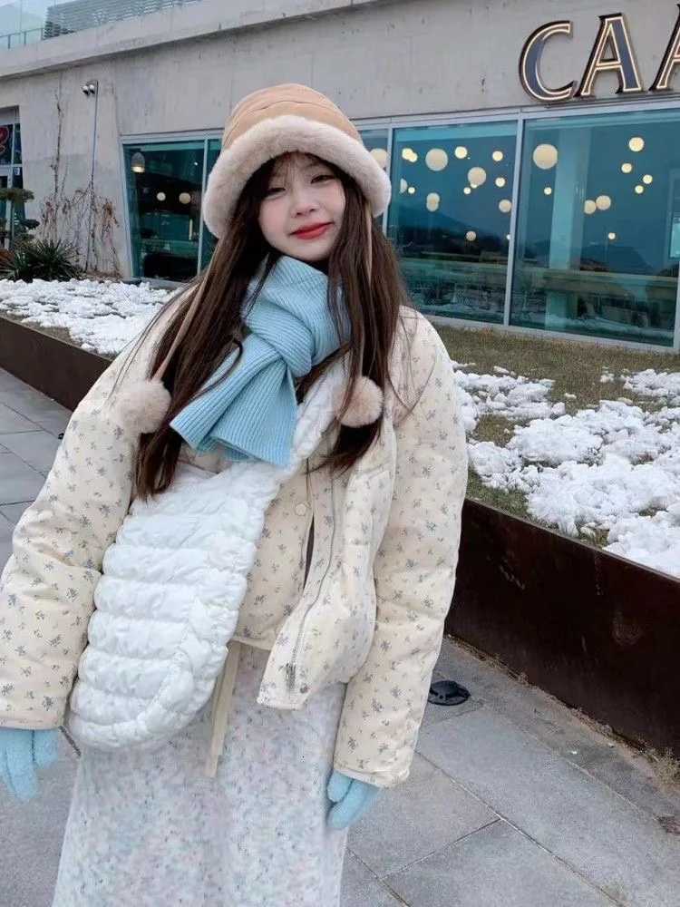 Winter Korea Print Cotton Coats Tops Snow Wear Jackets Elegant Casual Fashion New Chaqueta Loose Women Warm Jaqueta CasacoT251105