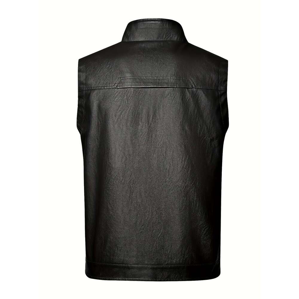 Warm Fleece Vest Warm Fleece-Lined Men's Vest - Thick Sleeveless Jacket With Zippered Pockets For Fall & Winter, Brown