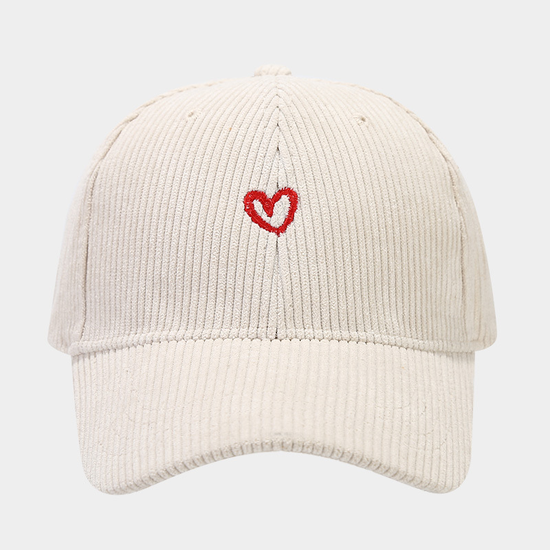 Designer hat Retro plaid fashionable simple small heart embroidered corduroy embroidered duckbill cap sports hats for women unisex free shipping adjus
