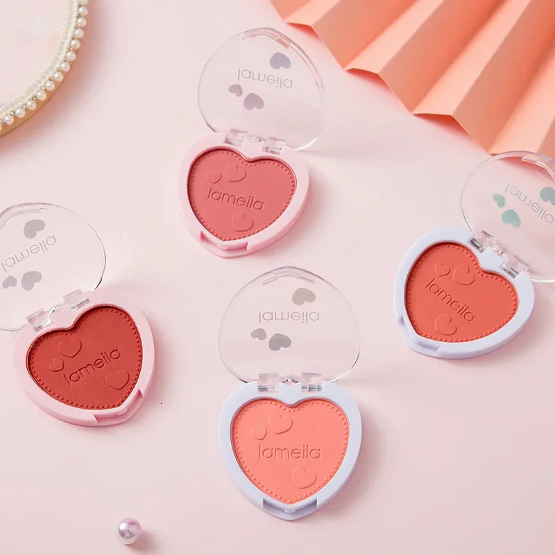Lovely heartshaped powder blusher monochrome makeup palette mineral red natural face cream pink cosmetics 250325