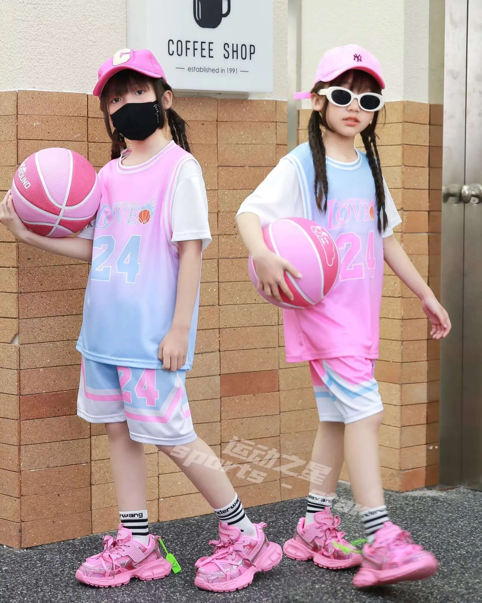 New 23/24 boys and girls jersey fake two-piece children's primary school student training basketball sleeve suit 184
