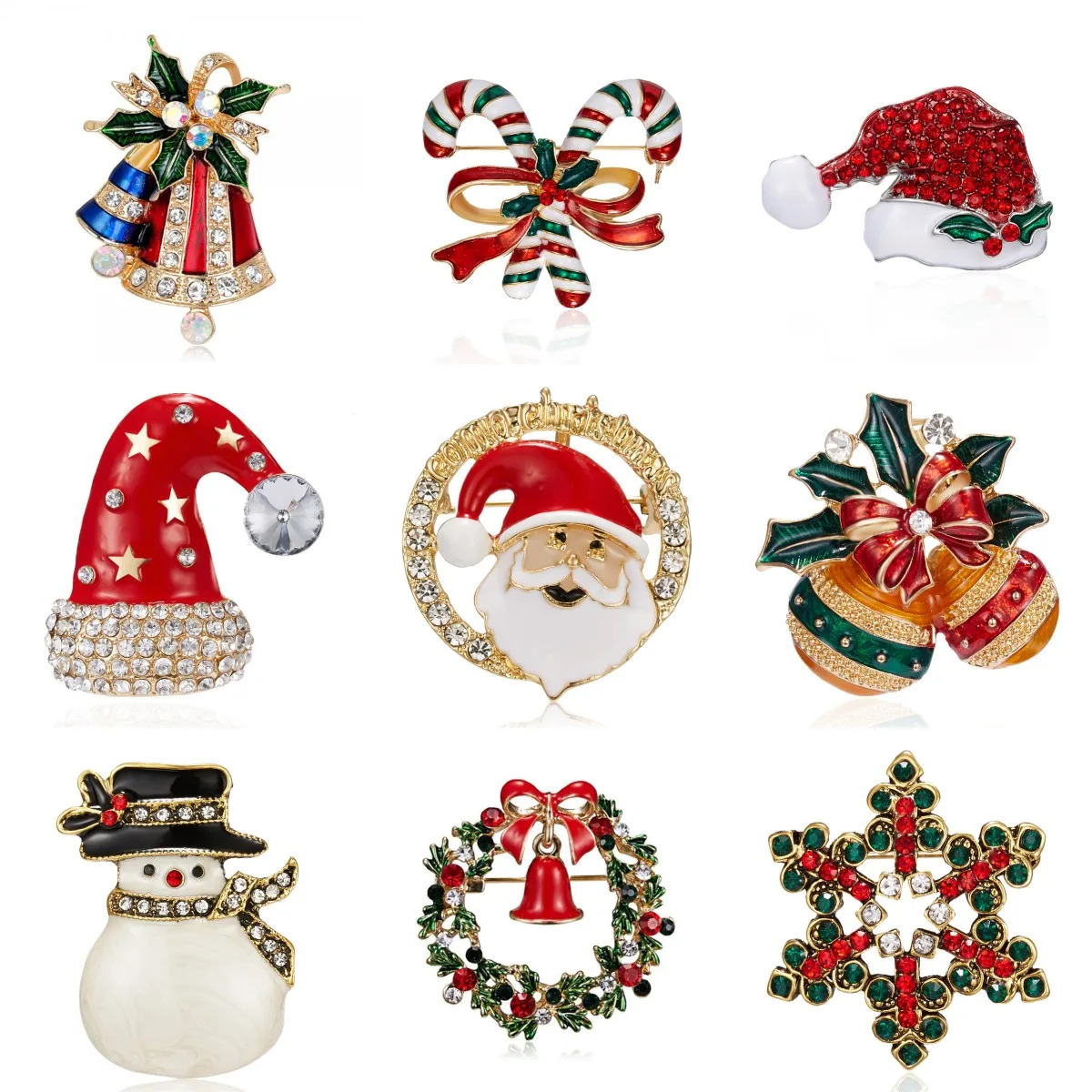 2024 Exquisite Xmas Enamel Pin Snowman Santa Claus Tree Bells Brooch For Women Christmas Gifts Accessories Fashion Jewelry 251104