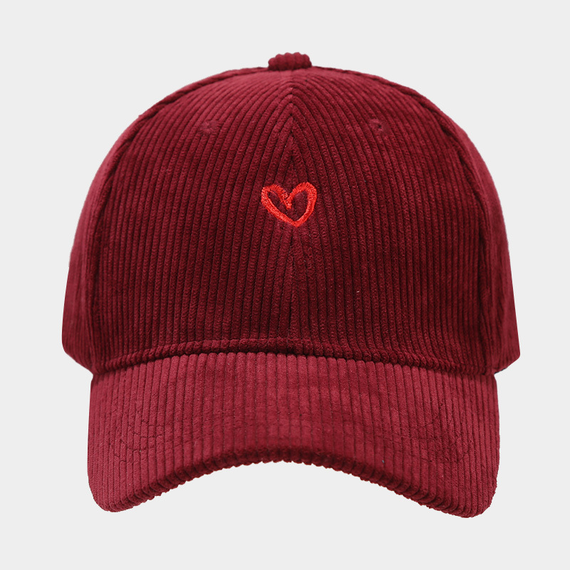 Designer hat Retro plaid fashionable simple small heart embroidered corduroy embroidered duckbill cap sports hats for women unisex free shipping adjus
