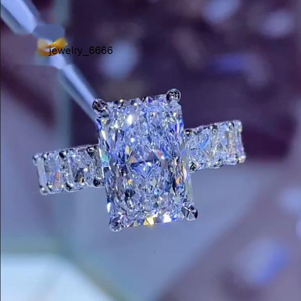 Wedding Ring Radiant Cut Luxury Design Full Moissanite Band 925silver Engagement Ring Custom Design