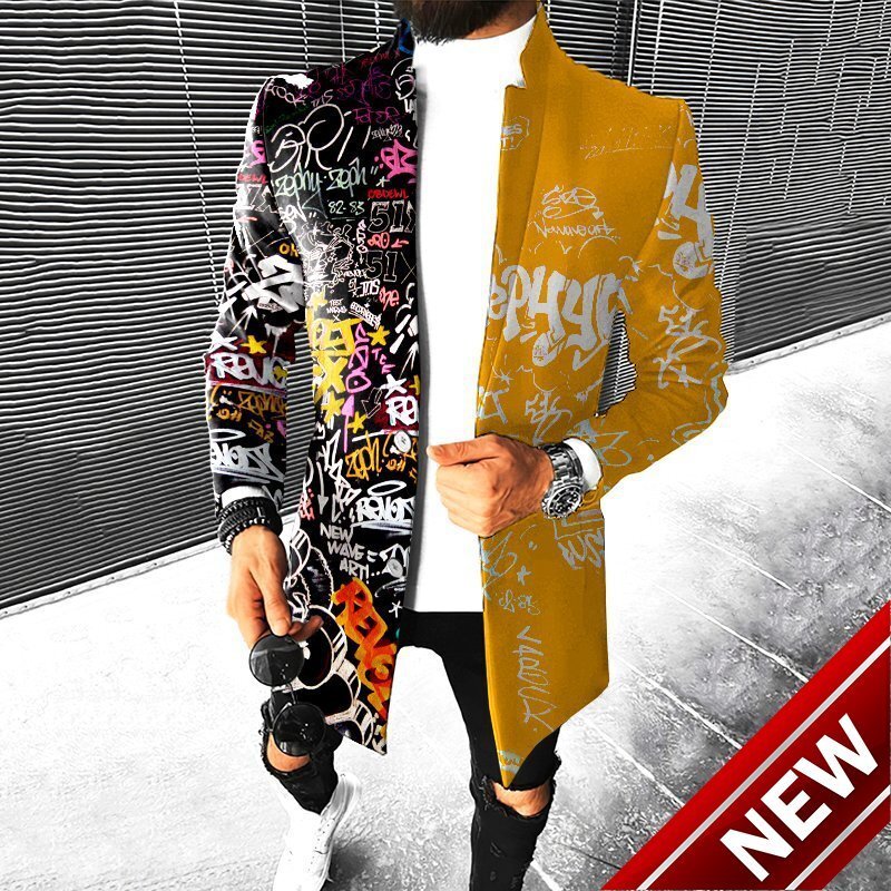 Autumn and winter new mens woolen stand collar mid length coat woolen coat mens style