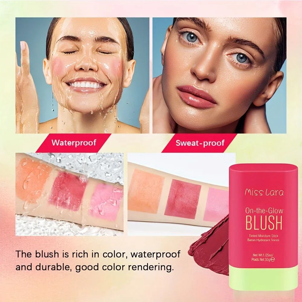 Ibccndc matte pearl powder blusher cream red pink natural moisturizing lips and cheeks stick for light 250325