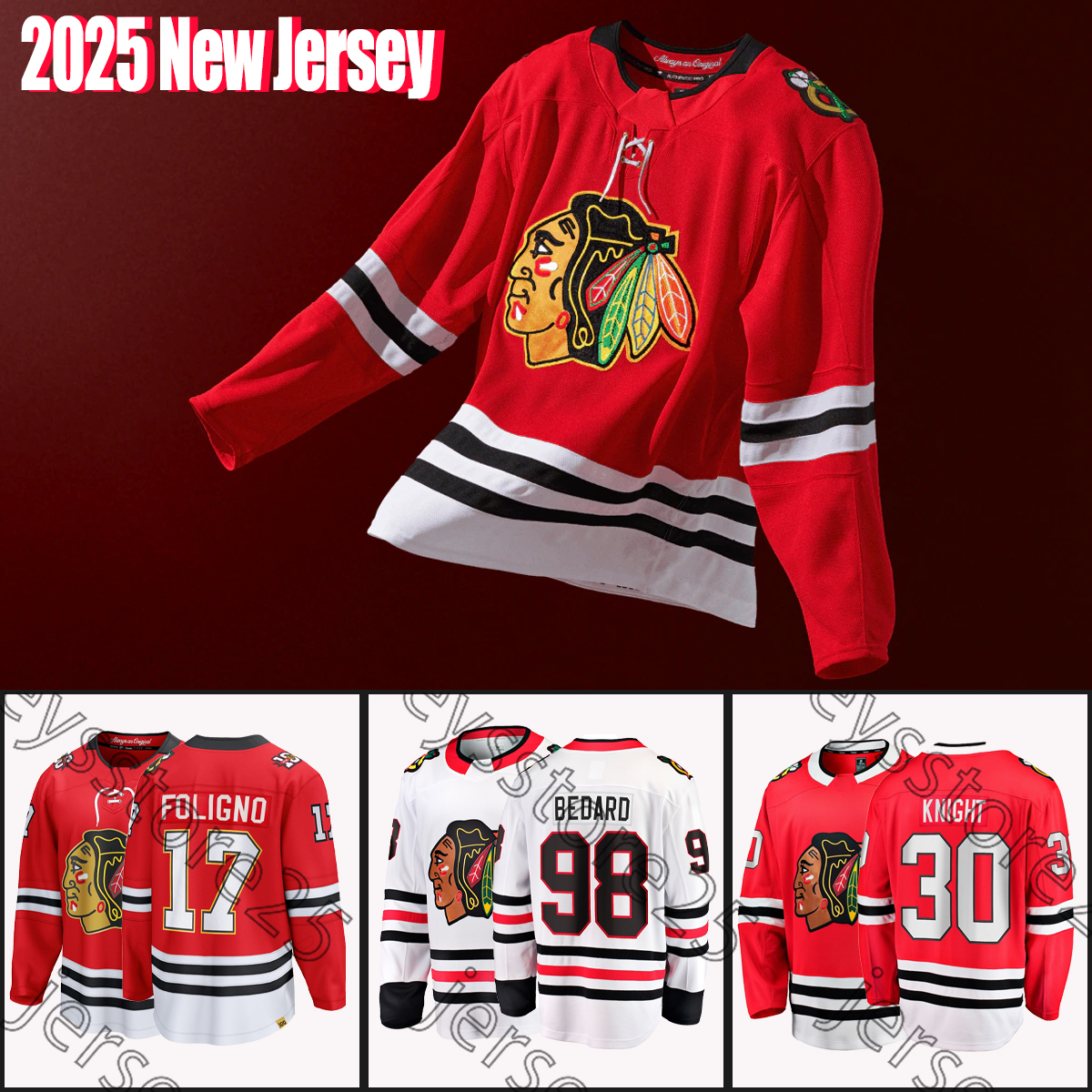 Connor Bedard Chicago hockey jersey Blackhaw Nick Foligno Ryan Donato Connor Murphy Sam Lafferty Andre Burakovsky Connor Murphy jerseys