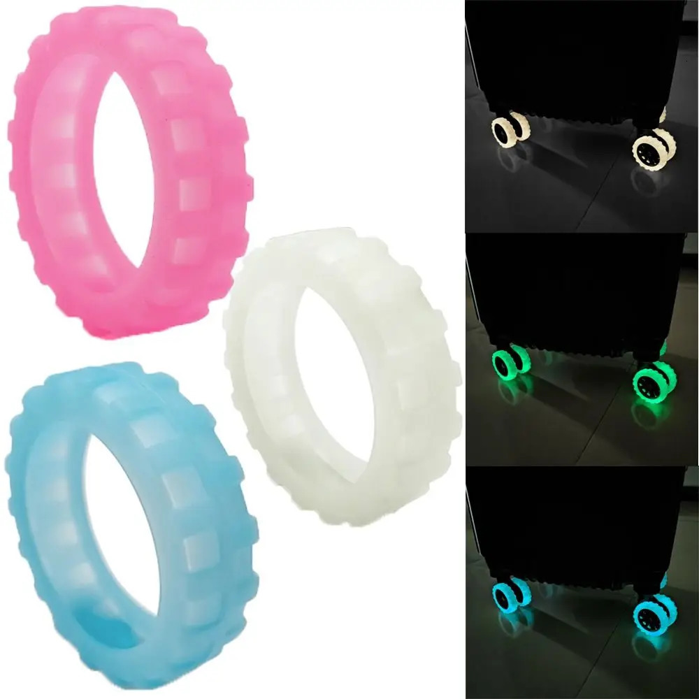 8PCS Silicone Luminous Luggage Caster Shoes Fluorescent Reduce Noise Suitcase Wheels Protective Cover Silent Sound Antiabrasion 251031