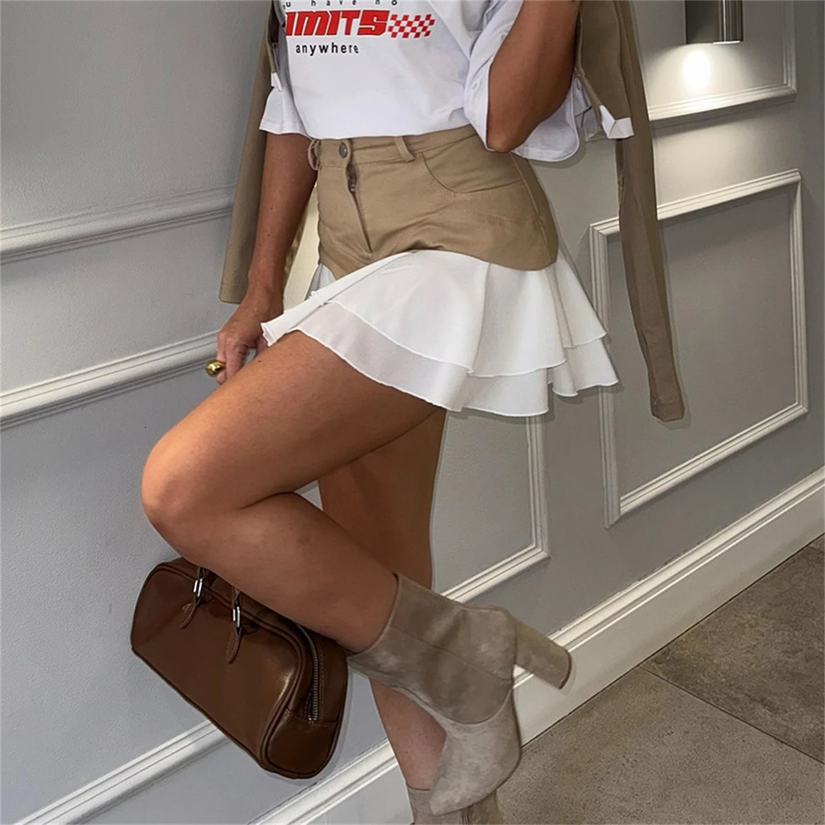 Women A Line Ruffles Skirts 2025 Spring Summer Y2K Cake Short Dress High Waist Sexy Skirt Lady Party Club Clothes Casual Street 250402