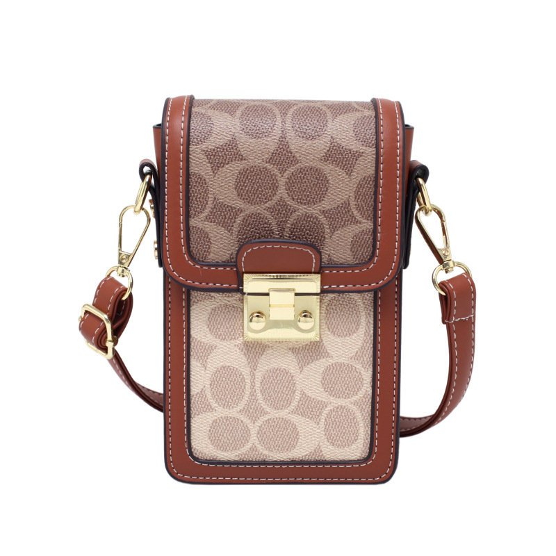 Free shipping mobile phone bag women's new fashion print crossbody print shoulder bag vertical small square bag 2025s hot