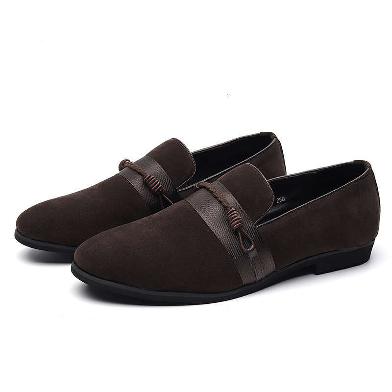 Large Bean 38-48 Spring and Autumn Suede Pointed Men's One Step Lefu Leather Shoes