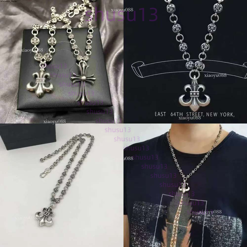 Boat Cross Necklace Bold Letter Cross Flower Diamond Women Chromes High Designer Brand Anchor Flower Pendant Plated Chain Men Jewelry Chrome Necklace bac