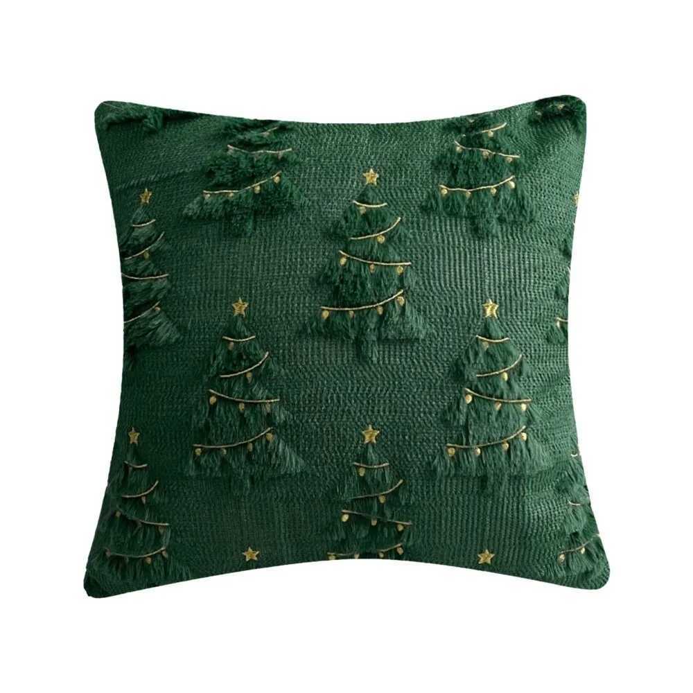 New Christmas Day Pillowcase Xmas Tree with Light Reindeer Throw Pillow Cover Short Plush Pillow Case Sofa Decoration Y251105