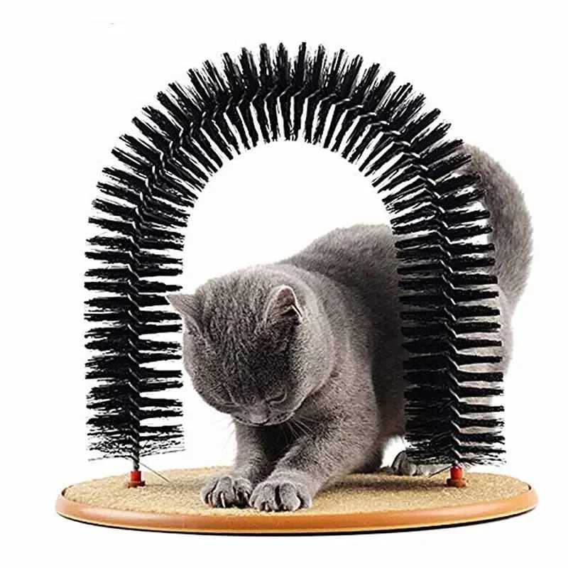 Cat Toy Arch Self Groome Pamper Feline with A Massage Grooming Rubbing Brush with Scratching Pad Toy for Cats Interactive Toys L251105