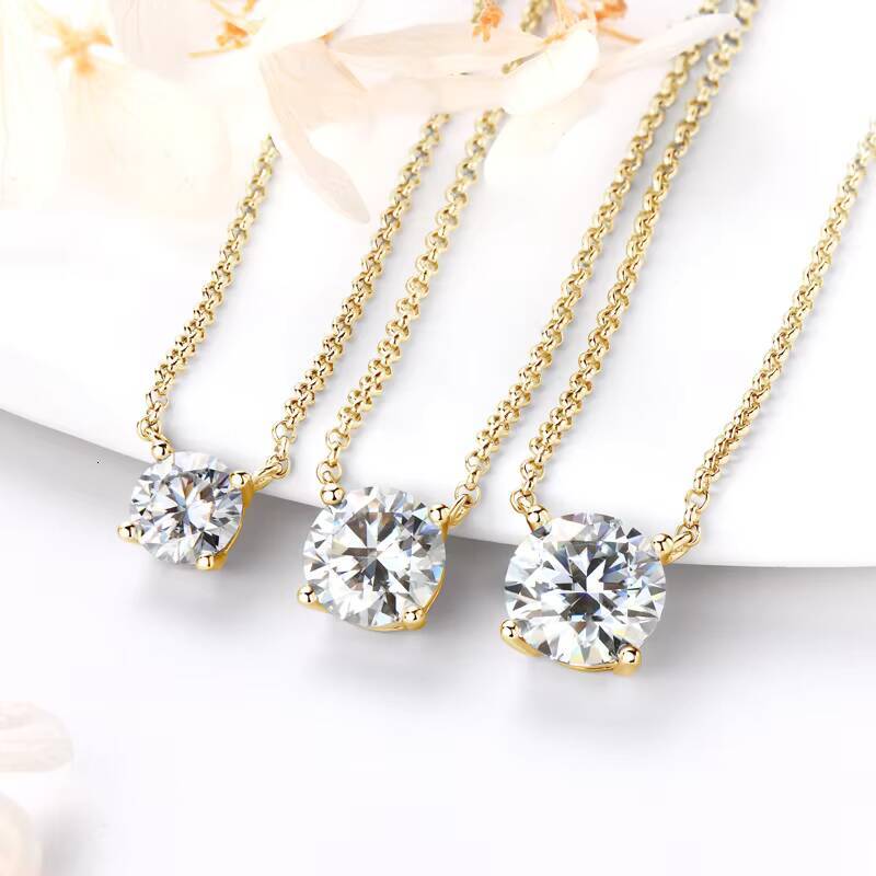 Original 925 Silver Chains Solitaire Drop Necklaces Bridal Fine Jewelry 1CT 2CT 3CT Moissanite Pendant Necklace for Women