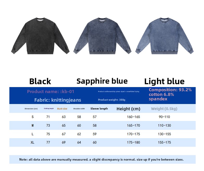 BLNCG Men's Washed Retro Sweatshirt, 100% Cotton Vintage Style, Customizable Oversize Fit -KB-01