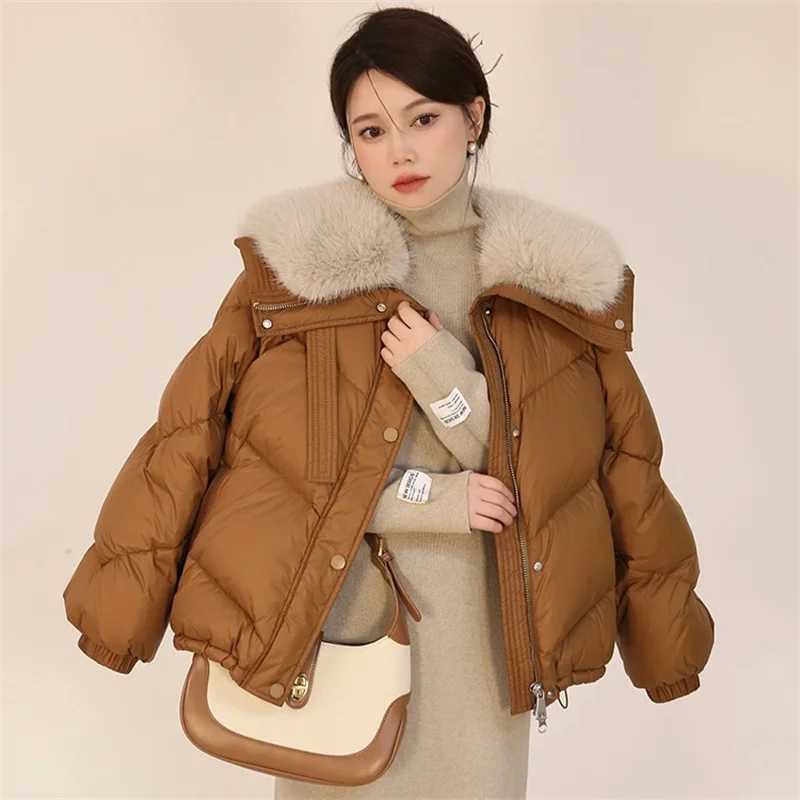 Fashion Fur Collar Down Cotton Jacket Short Parka Womens Cotton Coat New 2025 Winter Jacket Thick Warm Casual Cotton OvercoatT251105