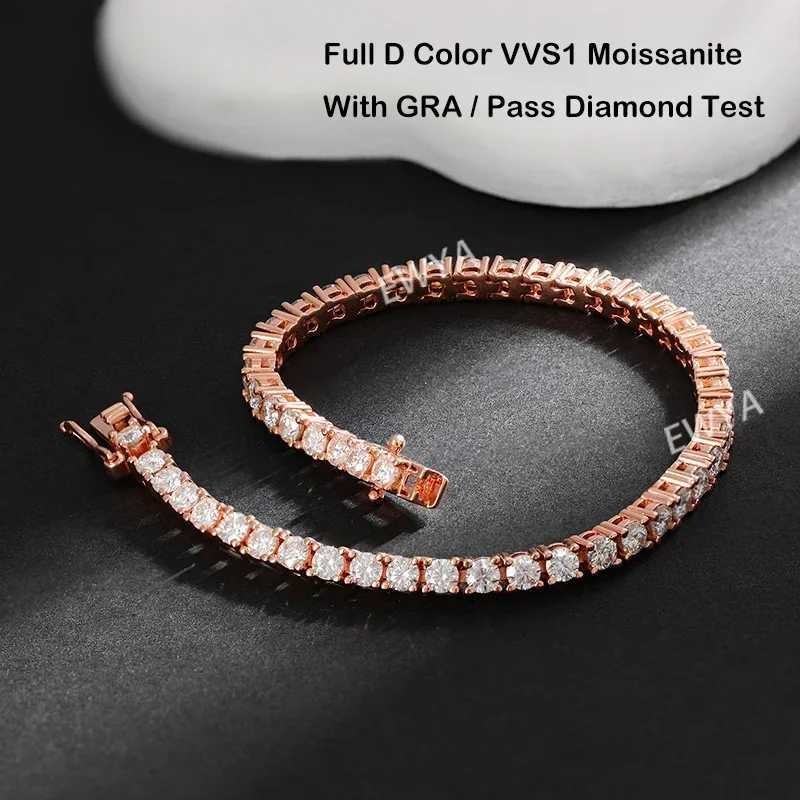 EWYA Real D Color Fl 2/2.5/3/4/5/6.5mm Moissanite Tennis Bracelet For Wen S925 Plated 18K Rose Gold Diamond Link BraceletsC250403