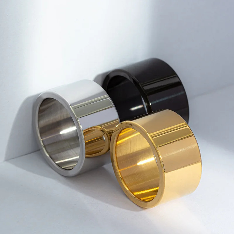 High Quality Brushed Ring For Men Stainless Steel 12mm Wide Bulky Punk Male Band Jewelry Accessories 251031